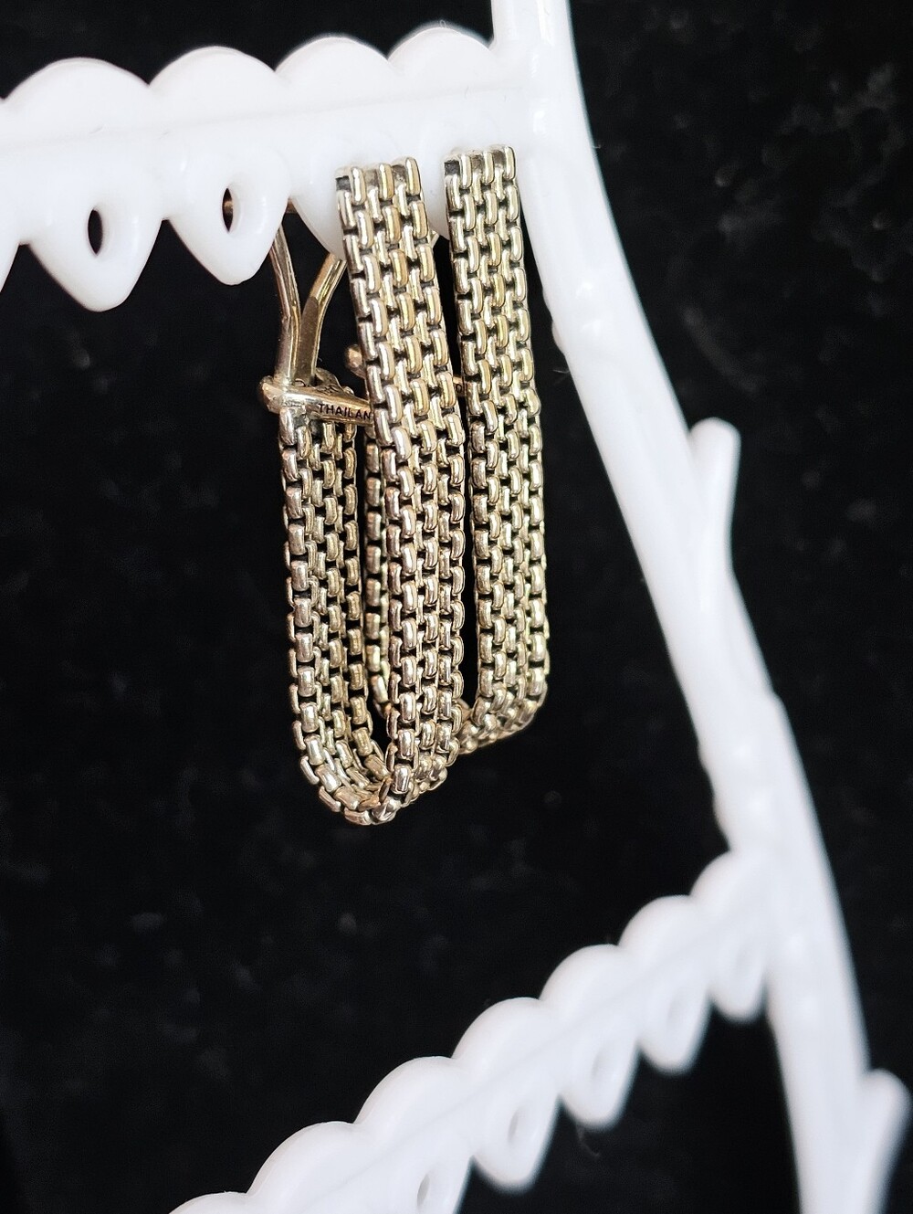 JAI by John Hardy 925 Silver Earrings Triple Box Chain Design - Picture 8 of 13